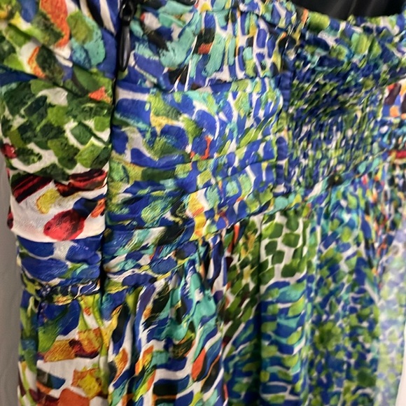 ZARA women’s Multicolor patterned Sleeveless silk Maxi Dress - Picture 6 of 7